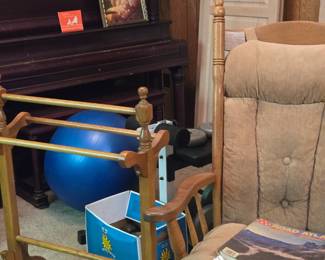 Quilt Rack; Glider; Exercise Ball; Large Upright Antique Piano