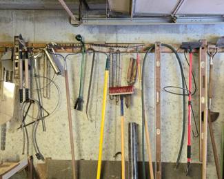 Lots of Garden & Garage Tools - Trimmers, Levels, Brooms and much more!