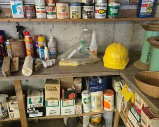 Loads of Boxed Screws, Nails, etc.; Hard Hat; Lots of Canned Paint, Stain and much more!