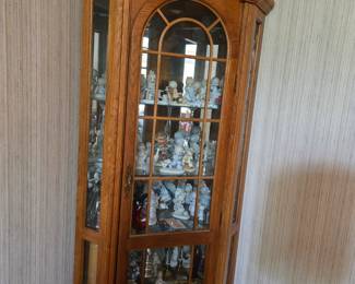 Corner Oak Display Cabinet with 5 Shelves & Light; Precious Moments Collection and so much more!