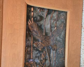 MCM Framed Copper Handcrafted Picture of Exotic Bird (two of two)