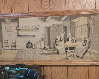 Framed Colonial Style Wall Textile 