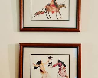 Native American scenes.  Framed lithographs.