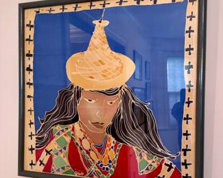 "Bhutan Dancer".  Hand painted on silk by Vicki Plutchok.