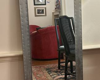 Hand crafted mixes metal mirrror. “Silver Leaves” signed and dated