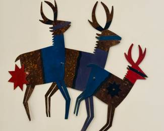 "Reindeer" Hand made abstract metal.  Signed.