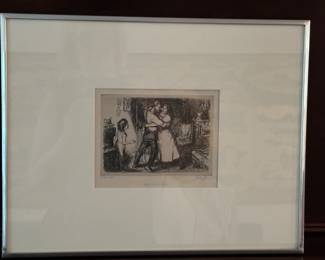 John Sloan "Man, Wife & Child".  Etching, signed and dated 1905.