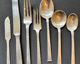 One, seven-piece sterling silver place setting by Old Newbury Crafters