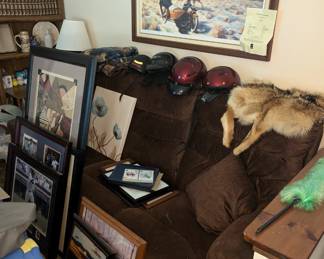 Couch - Motorcycle Helmets - Coyote Pelt - Harley Davidson Art w/COA.