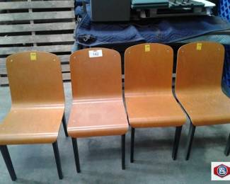 4 Chairs one piece seat and back Wooden chair 
one piece wood seat and back, wooden frame, quality chair mid back no arm rests