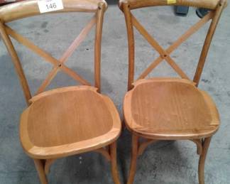 Wood Cross back chairs, high back wooden seat