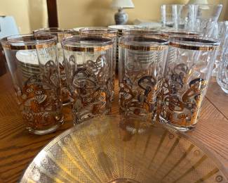 Vintage Culver 22k gold mushroom glasses - set of 8