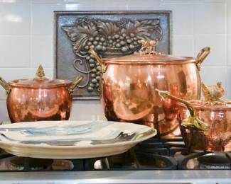 Numerous pieces of MacKenzie-Childs hand-painted dishware, ceramics, and other decor available.