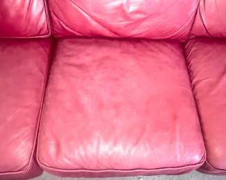 80 RedLazyBoyLeatherCouch