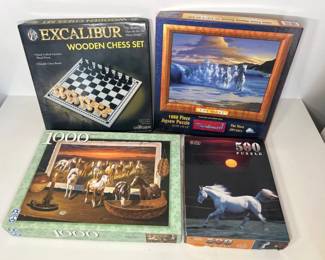 77 HorsePuzzlesandWoodenChessSet