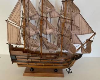135 WoodenModelShipwithFabricSails