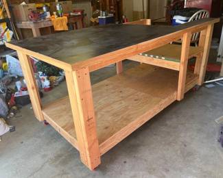 35 LargeHandMadeWorkBenchTableonWheels