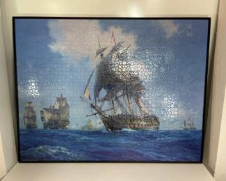 33 FramedArtisticPuzzleDepictingBombardmentofAlgiersNavalBattle