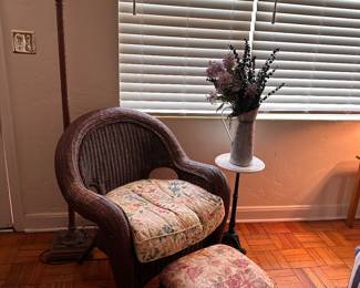Wicker Chair and Ottoman
