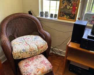 Wicker Chair and Ottoman