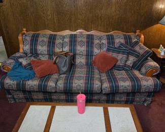 couch and stereo coffee table