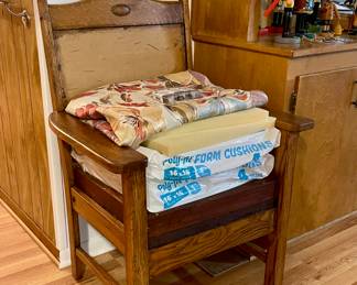 ANTIQUE MISSION STYLE CHAIR-READY TO UPHOLSTER
