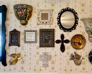 MIRROR, WALL PLANTERS, CROSSES, DECORATIVE PLATES AND MORE