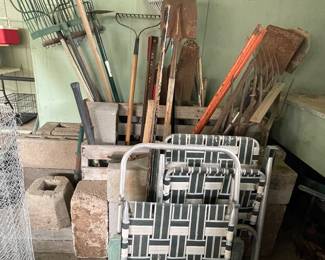 YARD IMPLEMENTS, ALUMINUM WEBBED FOLDING LAWN CHAIRS