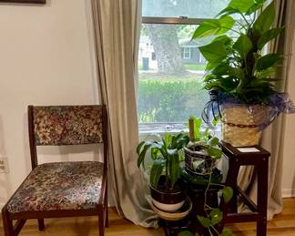PLANT STAND, PLANTS, ACCENT CHAIR