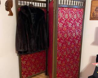 ANTIQUE ROOM DIVIDER, MINK COAT FROM ISABELL GERHART HOUSTON