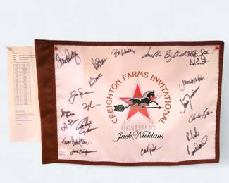 Creighton Farms Invitational Jack Nicklaus signed flag