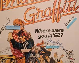 American Graffiti poster signed by the cast with COA