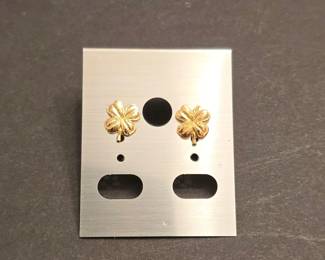 14 K Gold 4 Leaf Clover Earrings