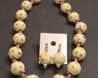 Sterling Silver & Beads Necklace and Earrings