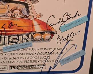 American Graffiti poster signed by the cast with COA