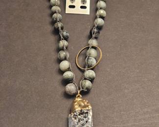 Black Tourmaline Necklace and Earrings
