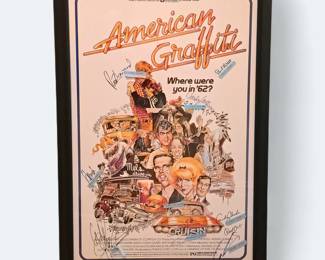 American Graffiti poster signed by the cast with COA