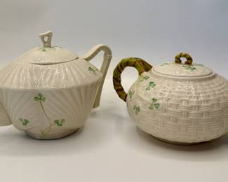 Belleek Shamrock Teapots