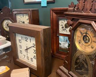vintage tabletop and wall clocks