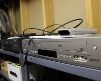 Old VHS and DVD players