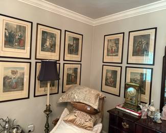 Collection of 14+ 19th century colored engravings