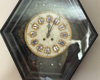 Napoleon III lacquer, mother of pearl and enamel clock