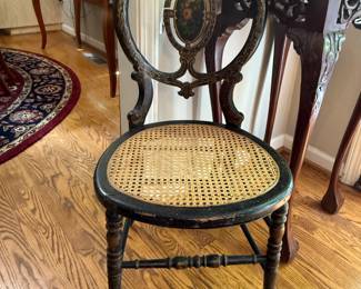 Early 19th century cane seat chair with original stenciling
