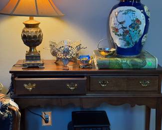 Console, early 20th century hand painted ginger jar