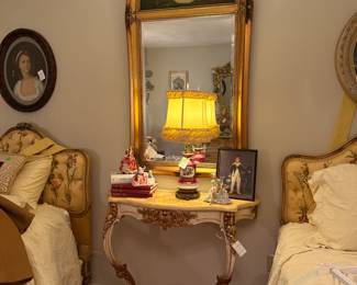 Pier table and eglomise mirror