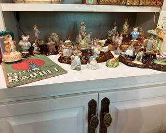 Collection of Beatrix Potter Bunnykins and Royal Doulton figurines and books