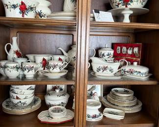 250+ pieces Lenox Christmas dishes "Winter Greetings" plus servewares and novelty pieces