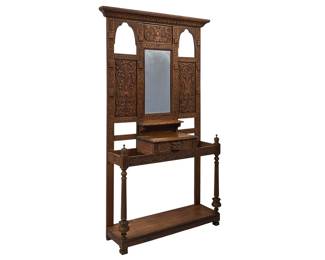 Carved English Hall Tree