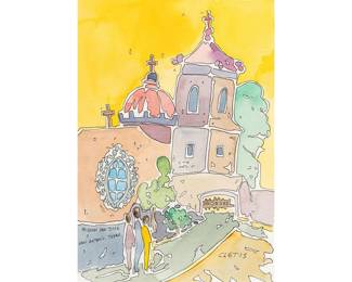 Brother Cletus Behlmann, Mission San Jose , watercolor