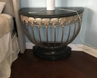 Vintage marble and iron entryway table